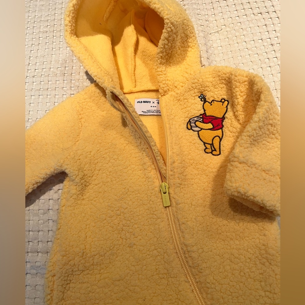 Old Navy Yellow Fleece Hoodie with Bear Design